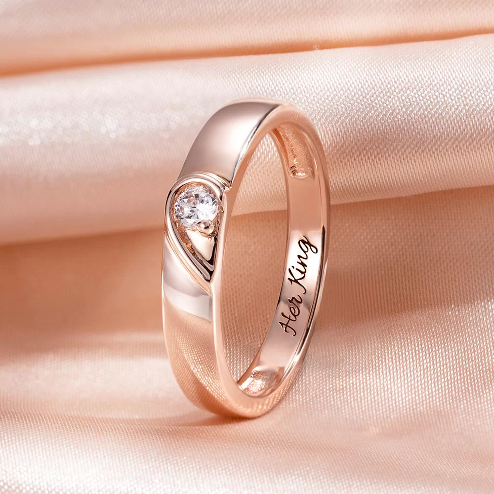 Personalized Half Heart Shaped Ring for Couple - Glamour