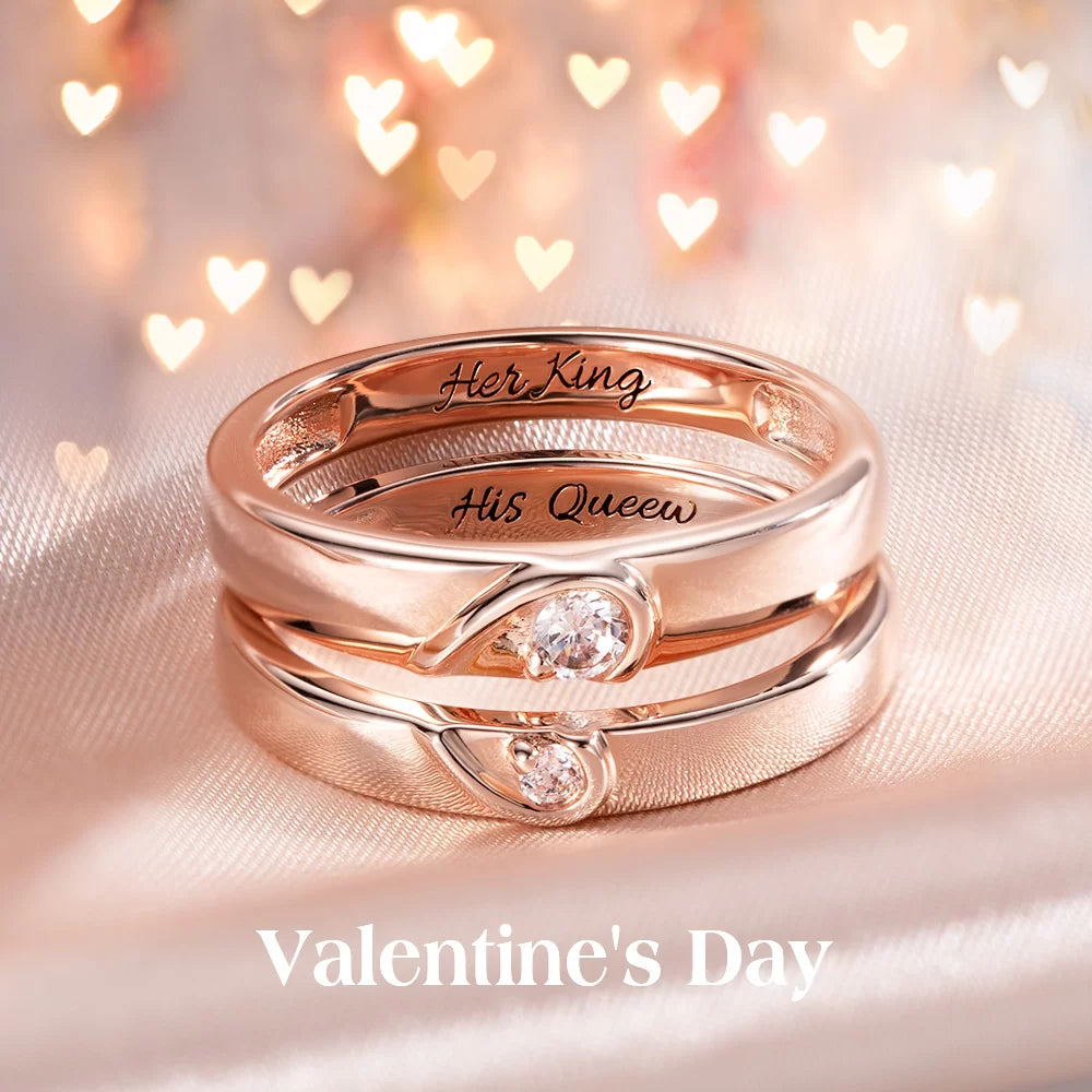 Personalized Half Heart Shaped Ring for Couple - Glamour