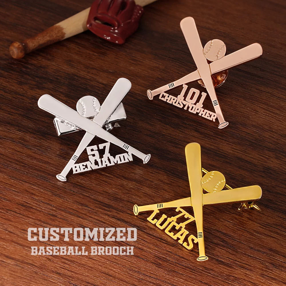 Personalized Baseball Brooch for Baseball Enthusiast - Glamour