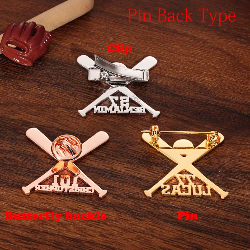 Personalized Baseball Brooch for Baseball Enthusiast - Glamour