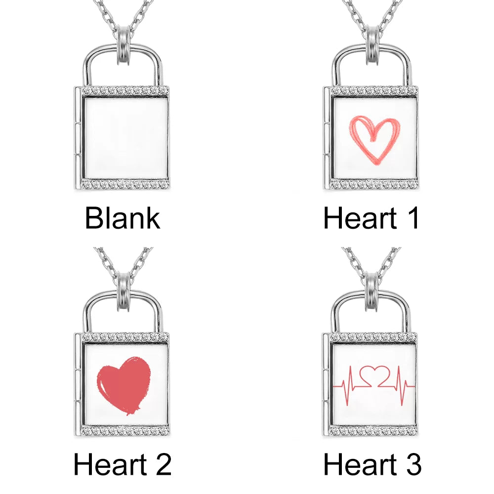 Personalized Lock Photo Necklace - Glamour