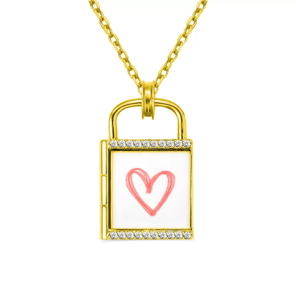 Personalized Lock Photo Necklace - Glamour