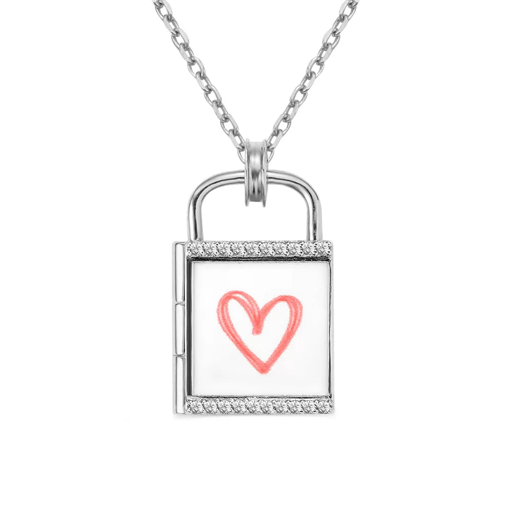 Personalized Lock Photo Necklace - Glamour