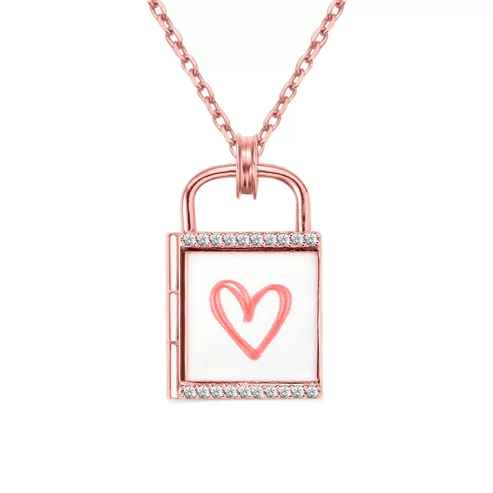 Personalized Lock Photo Necklace - Glamour