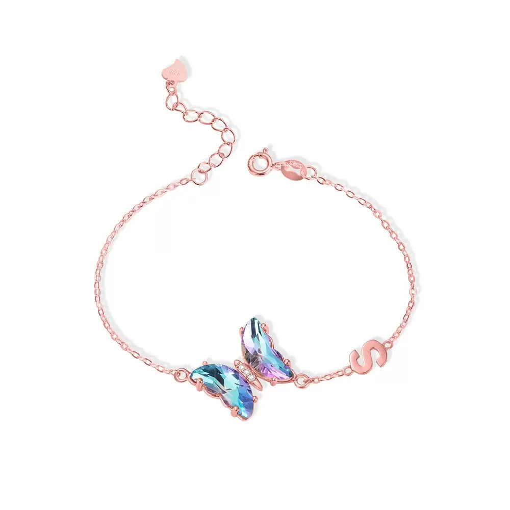 Personalized Crystal Glass Butterfly Bracelet - Glamour