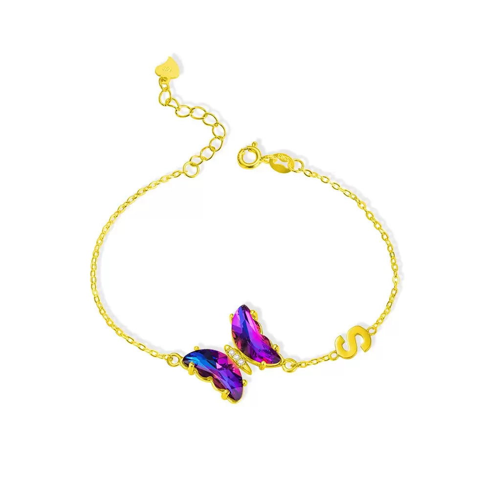 Personalized Crystal Glass Butterfly Bracelet - Glamour