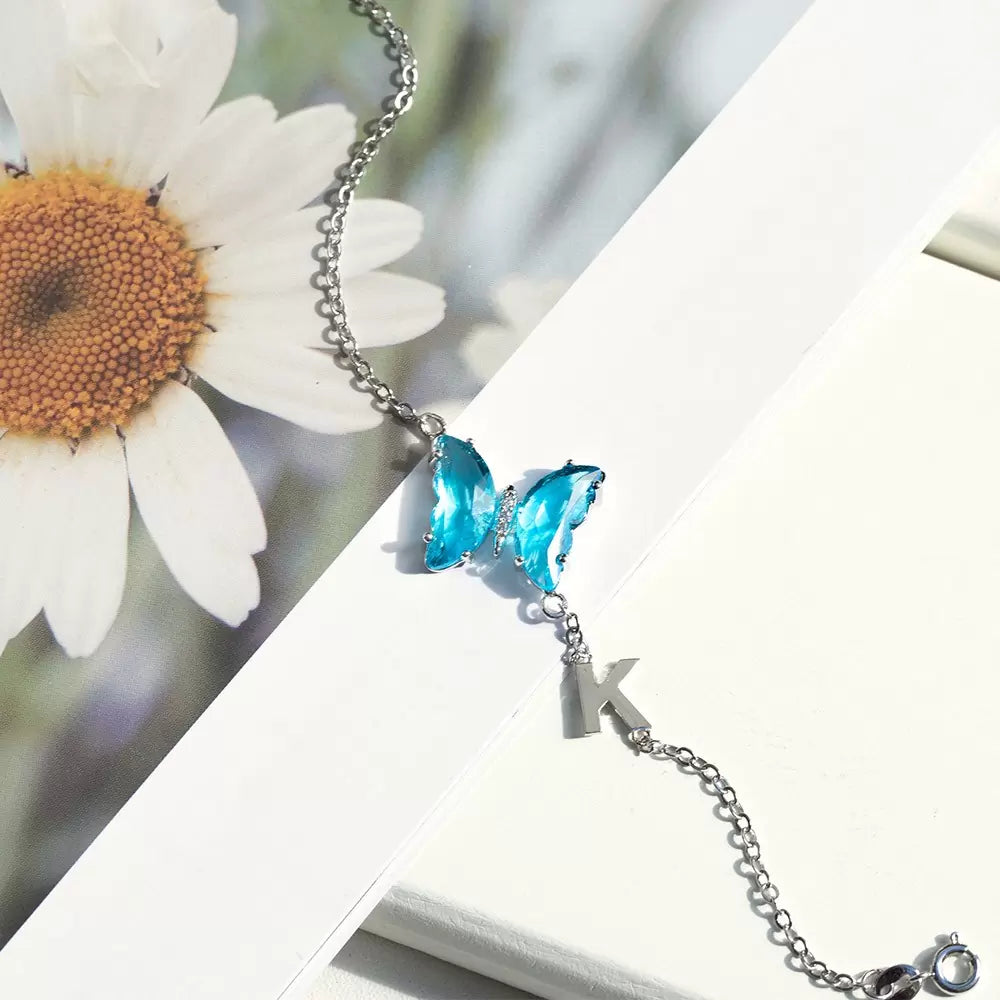 Personalized Crystal Glass Butterfly Bracelet - Glamour