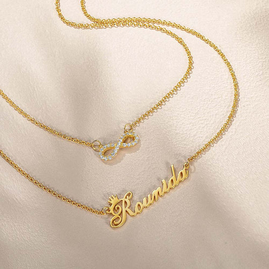 Custom Name Infinity Double-Layered Necklace - Glamour