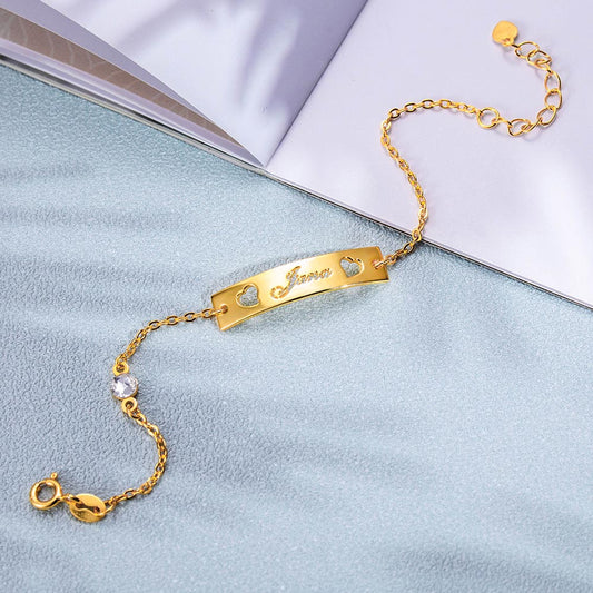Personalized Name Bar Bracelet with Birthstone - Glamour