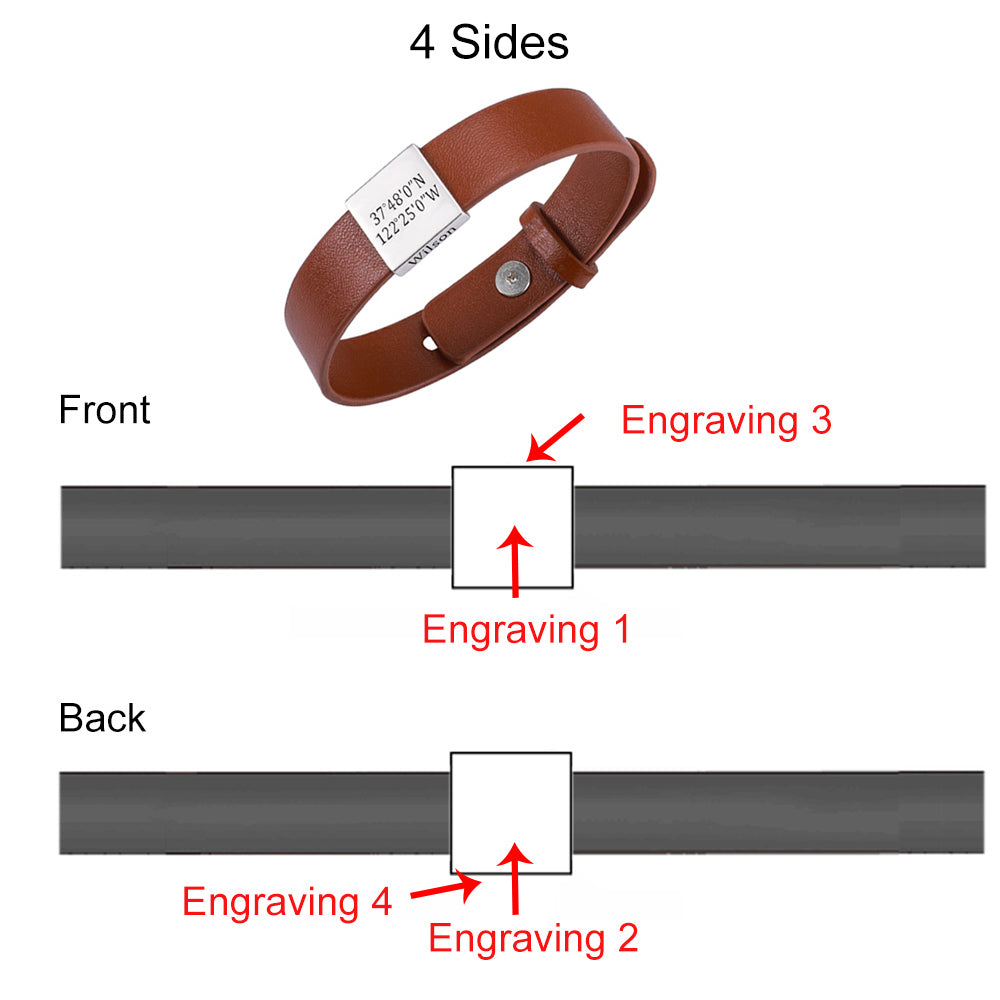 Personalized Engraved Leather Bracelet For Men - Glamour