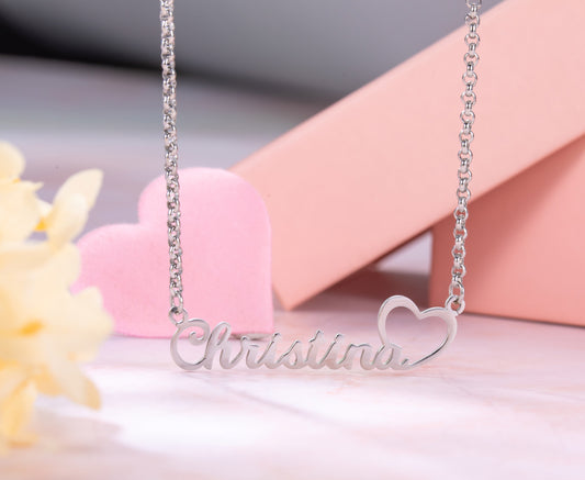 Personalized Name Necklace With Heart - Glamour