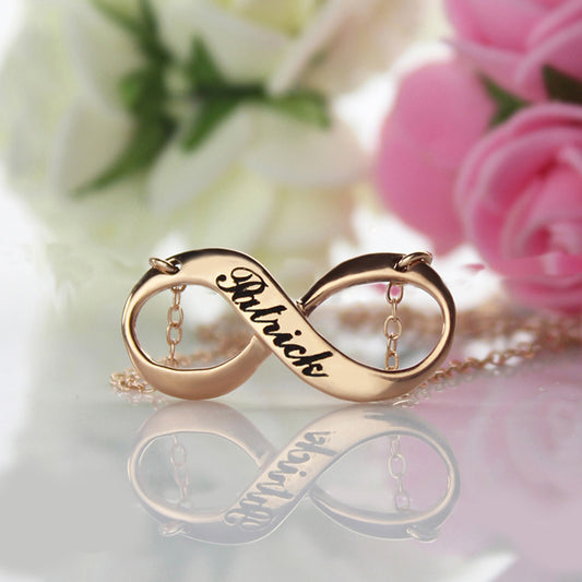 Rose Gold Engraved Infinity Necklace - Glamour