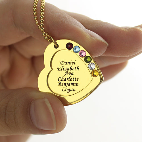 Heart Birthstones Family Necklace - Glamour