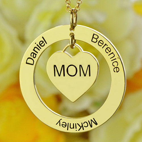 Family Names Necklace For Mom Gold Plating - Glamour
