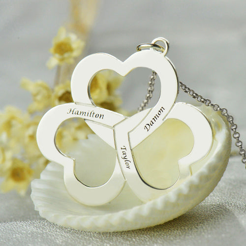 Personalized Triple Hearts Necklace - Glamour