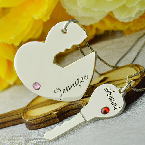 Key to My Heart Name Pendant Set For Couple - Glamour