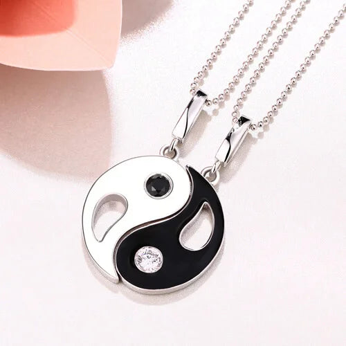 Custom Yin Yang Necklace with 2 Pendants & Birthstones - Glamour