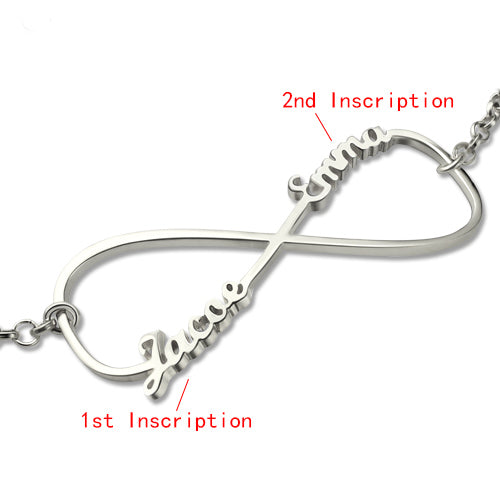 Infinity Double Names Bracelet In Sterling Silver - Glamour