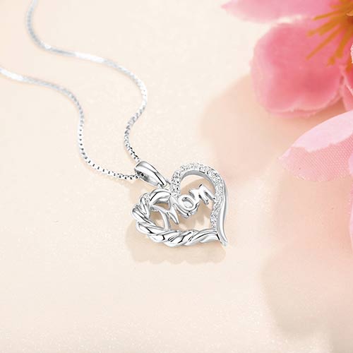 Personalized Heart Necklace For Mom Sterling Silver - Glamour