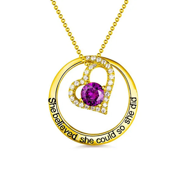 Engraved Open Heart Circle Necklace - Glamour