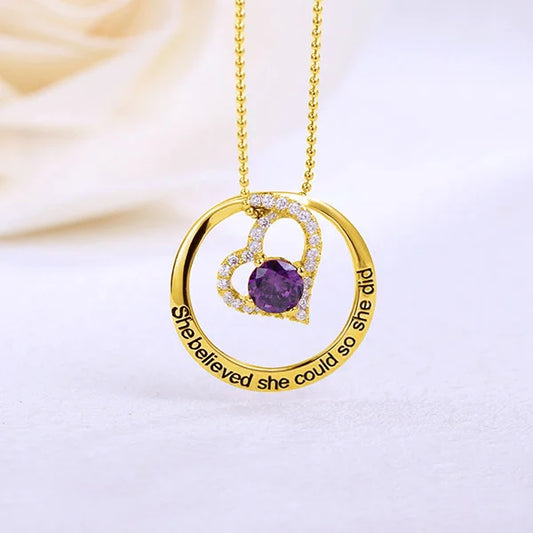 Engraved Open Heart Circle Necklace - Glamour