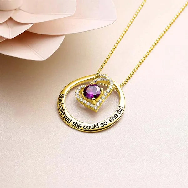 Engraved Open Heart Circle Necklace - Glamour