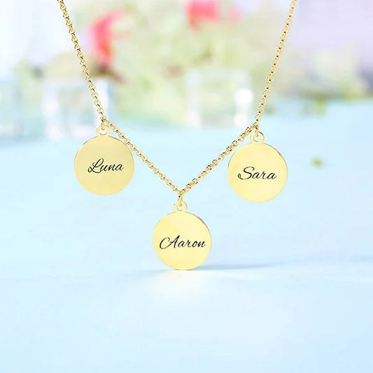 Triple Discs 3 Names Necklace - Glamour
