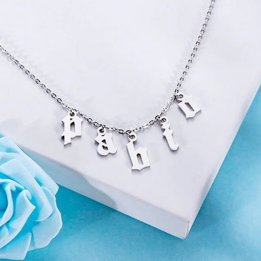 Personalized Letter Choker Necklace Sterling Silver - Glamour