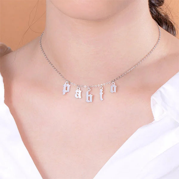 Personalized Letter Choker Necklace Sterling Silver - Glamour