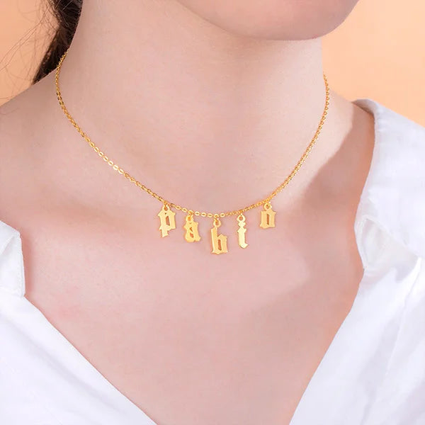 Personalized Letter Choker Necklace Sterling Silver - Glamour