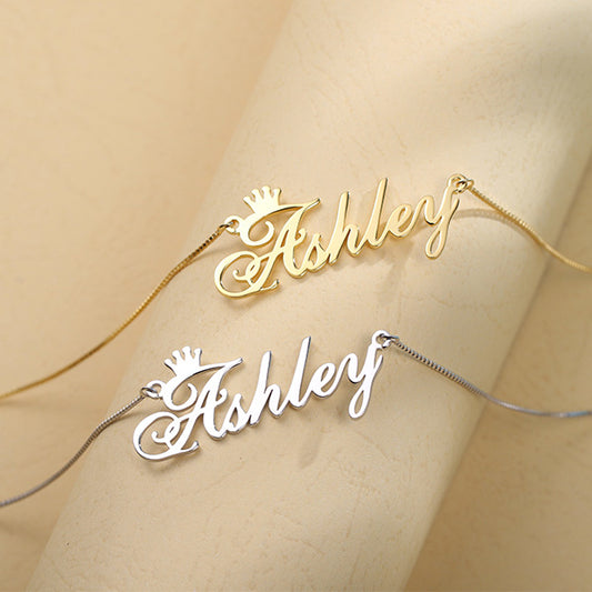 Personalized Name Crown Necklace - Glamour
