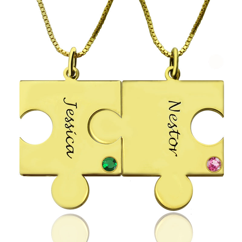 Engraved Puzzle Necklace for Couples Love Necklaces Silver - Glamour