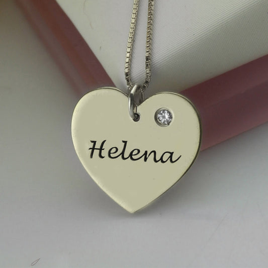 Simple Heart Necklace with Name & Birhtstone - Glamour