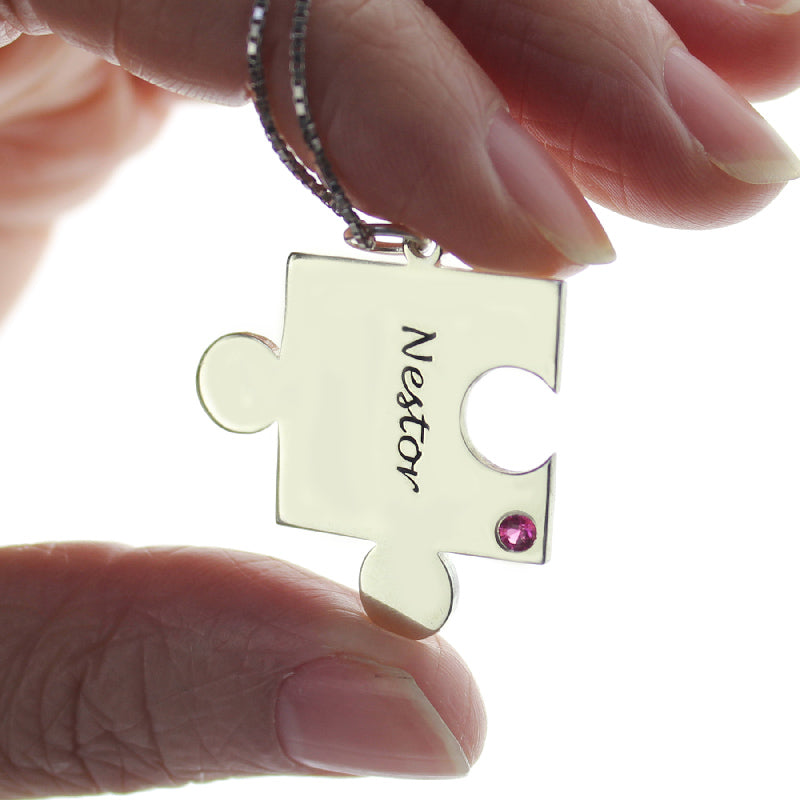 Engraved Puzzle Necklace for Couples Love Necklaces Silver - Glamour