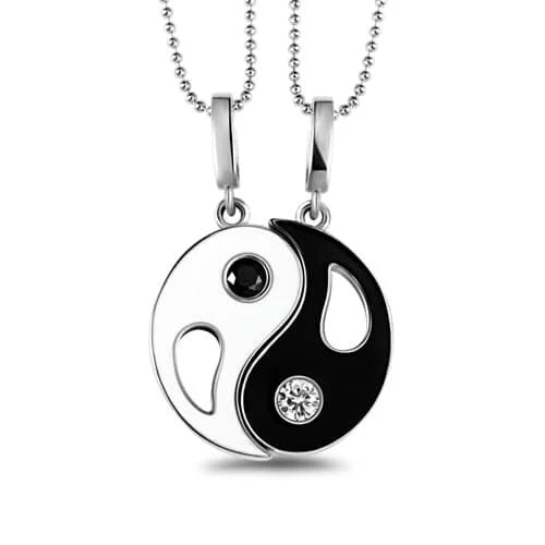 Custom Yin Yang Necklace with 2 Pendants & Birthstones - Glamour