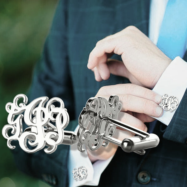 Personalized Cufflinks with Monogram In Sterling Silver - Glamour