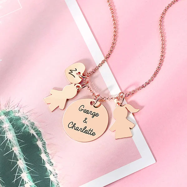 Personalized Kids Pendant Name Necklace for Mother - Glamour