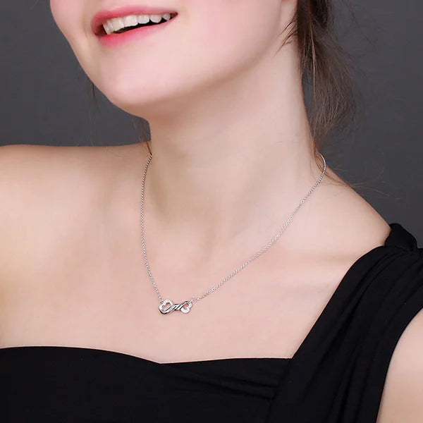 Engraved Infinity Double Heart Name Necklace - Glamour