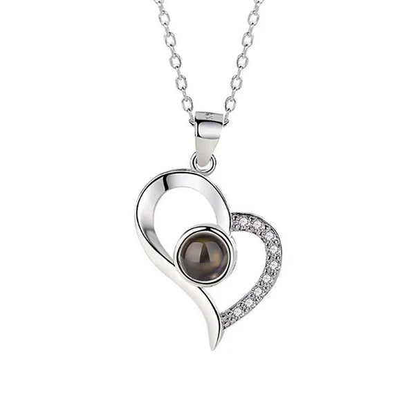 Personalized Heart Photo Projection Necklace With I Love You In 100 Languages - Glamour