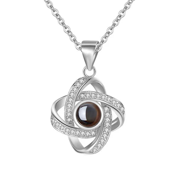 Lucky Four Leaf Projection Necklace & 100 Languages Photo for Her - Glamour