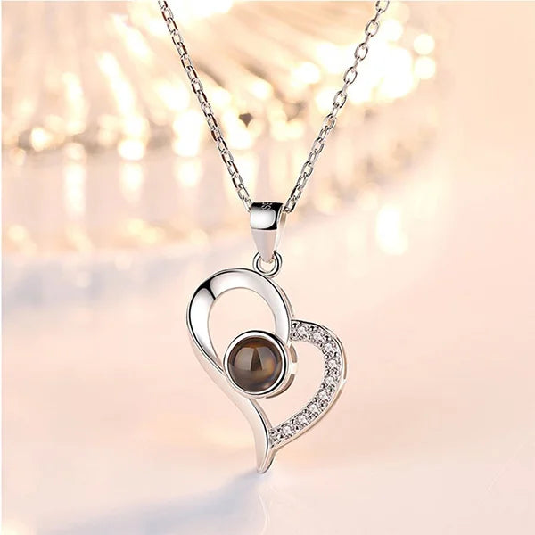 Personalized Heart Photo Projection Necklace With I Love You In 100 Languages - Glamour
