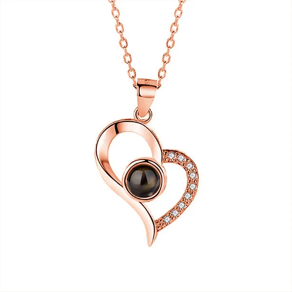 Personalized Heart Photo Projection Necklace With I Love You In 100 Languages - Glamour
