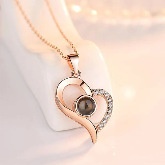 Personalized Heart Photo Projection Necklace With I Love You In 100 Languages - Glamour
