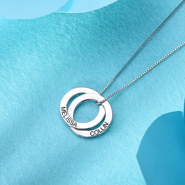Engraved 2-5 Russian Ring Necklace Sterling Silver - Glamour
