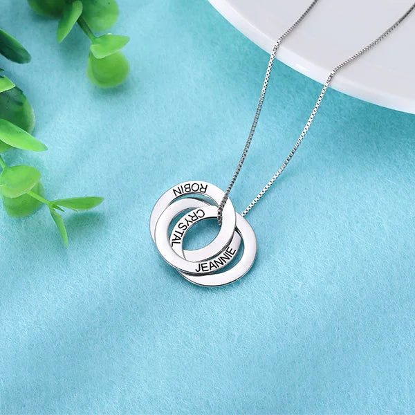 Engraved 2-5 Russian Ring Necklace Sterling Silver - Glamour
