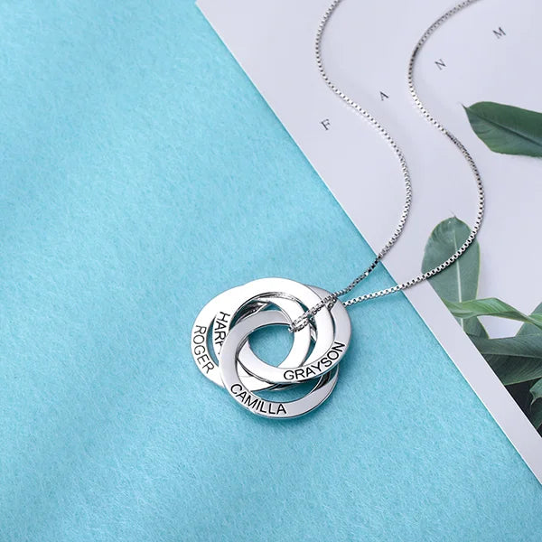 Engraved 2-5 Russian Ring Necklace Sterling Silver - Glamour