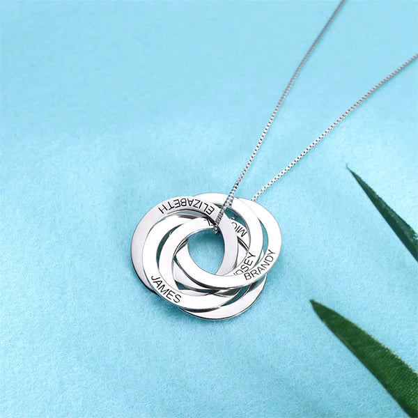 Engraved 2-5 Russian Ring Necklace Sterling Silver - Glamour