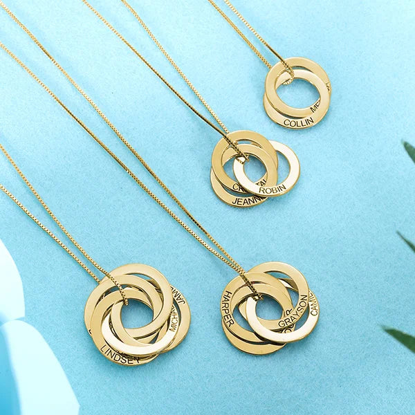 Engraved 2-5 Russian Ring Necklace Sterling Silver - Glamour