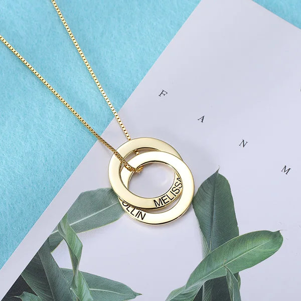 Engraved 2-5 Russian Ring Necklace Sterling Silver - Glamour