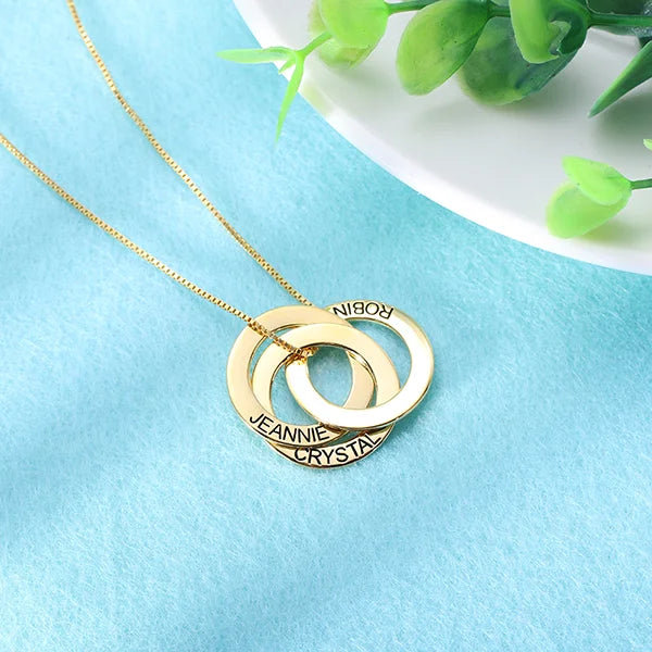 Engraved 2-5 Russian Ring Necklace Sterling Silver - Glamour